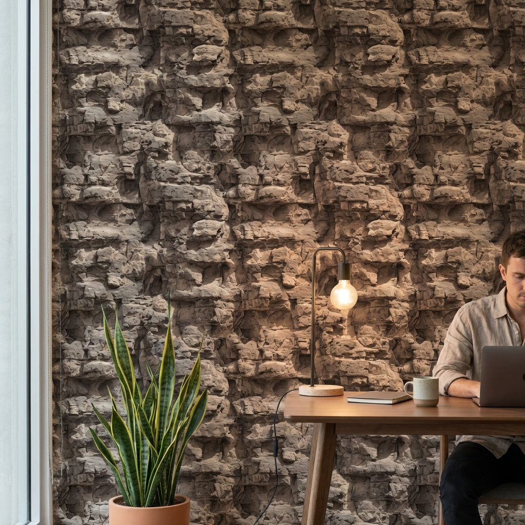Stone Wall Wallpaper Rustic Natural Decorative Mural