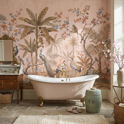 Tropical Birds Wallpaper Vintage Floral Wall Mural