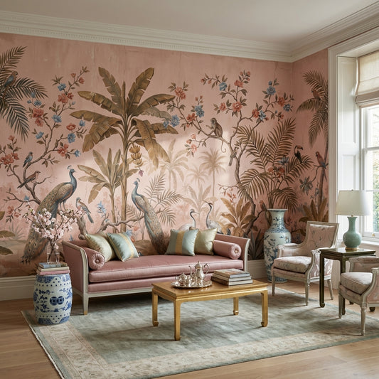 Tropical Birds Wallpaper Vintage Floral Wall Mural