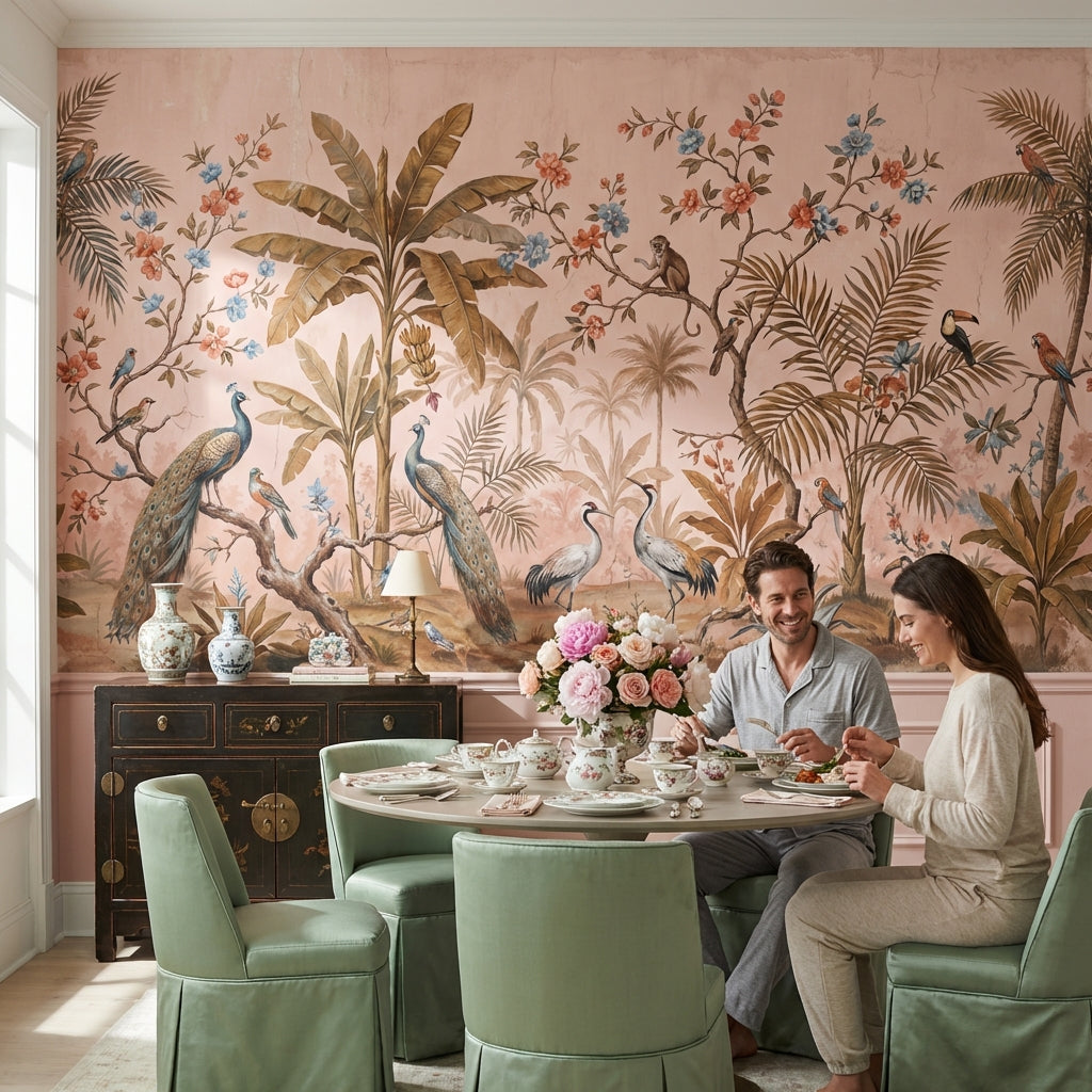 Tropical Birds Wallpaper Vintage Floral Wall Mural