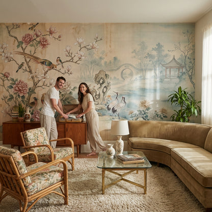 Chinoiserie Floral Wallpaper Birds Asian Wall Mural
