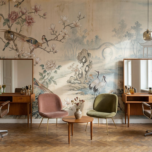 Chinoiserie Floral Wallpaper Birds Asian Wall Mural