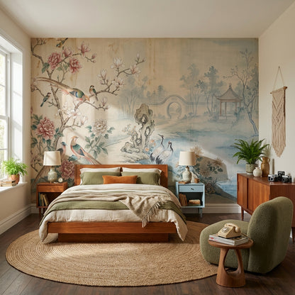 Chinoiserie Floral Wallpaper Birds Asian Wall Mural