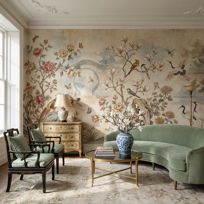 Floral Wallpaper Birds Garden Wall Mural