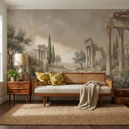 Ancient Ruins Wallpaper Mediterranean Classical Architecture Wall Mural