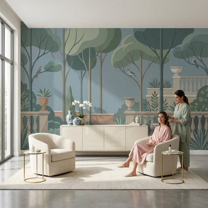 Trees Wallpaper Birds Modern Wall Mural