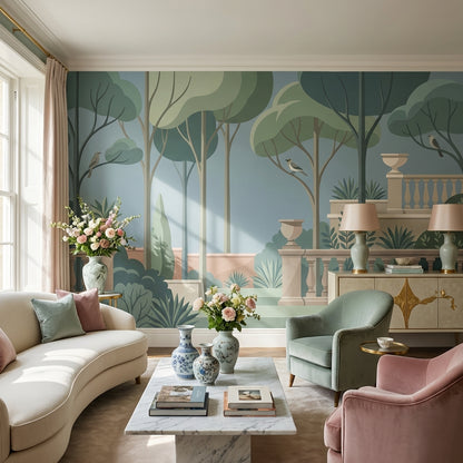 Trees Wallpaper Birds Modern Wall Mural