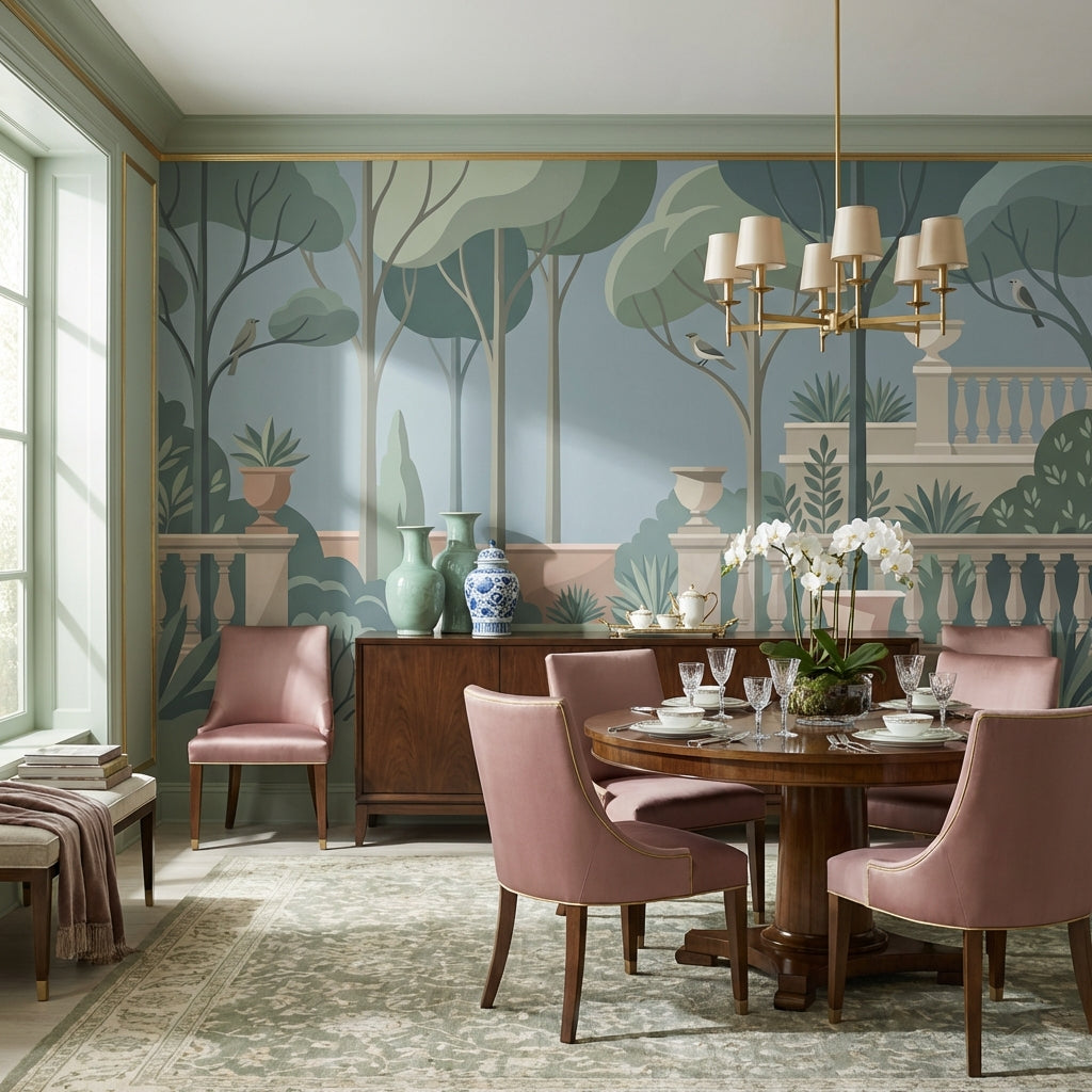 Trees Wallpaper Birds Modern Wall Mural