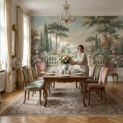 Peacocks Wallpaper Garden Bridge Removable Wall Decor