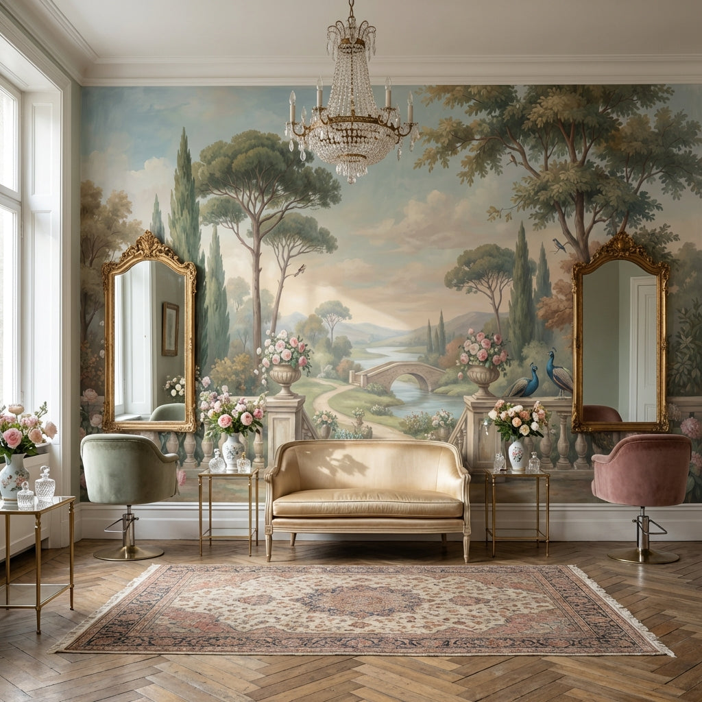 Peacocks Wallpaper Garden Bridge Removable Wall Decor