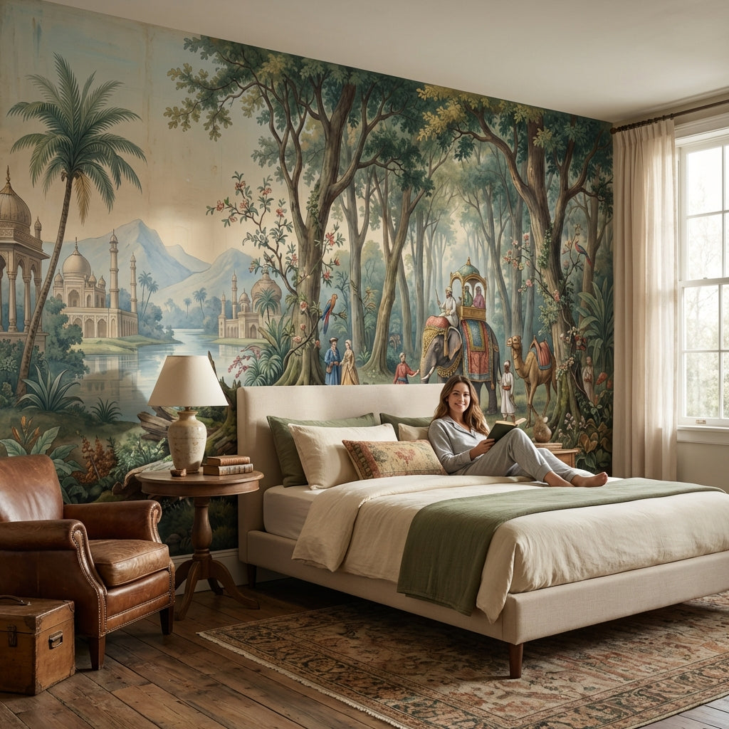 Exotic Landscape Wallpaper Elephant Mughal Wall Mural