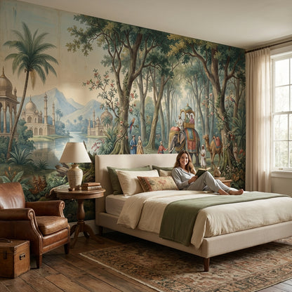 Exotic Landscape Wallpaper Elephant Mughal Wall Mural