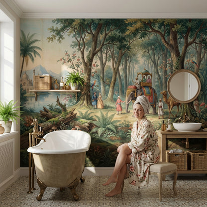 Exotic Landscape Wallpaper Elephant Mughal Wall Mural