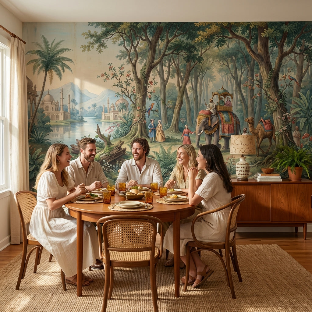 Exotic Landscape Wallpaper Elephant Mughal Wall Mural