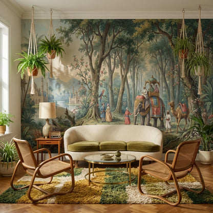 Exotic Landscape Wallpaper Elephant Mughal Wall Mural