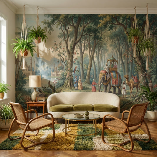 Exotic Landscape Wallpaper Elephant Mughal Wall Mural