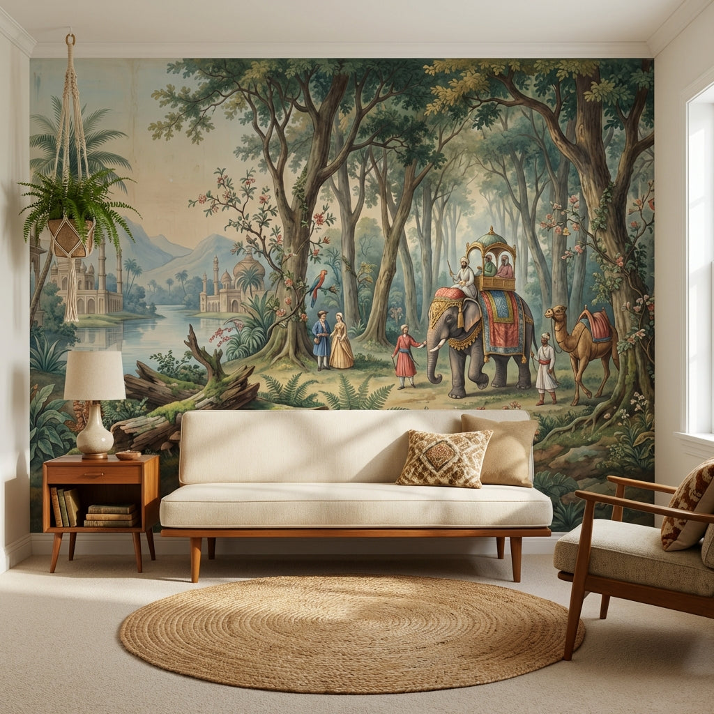 Exotic Landscape Wallpaper Elephant Mughal Wall Mural