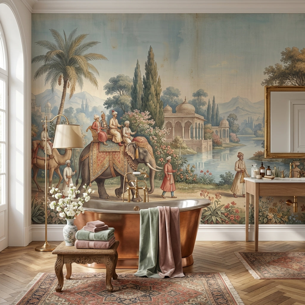 Exotic Vintage Wallpaper Serene Historical Wall Mural