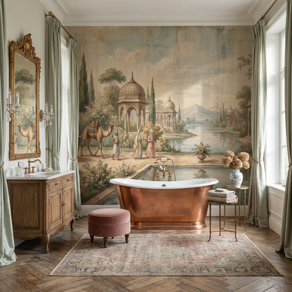 Cultural Landscape Wallpaper Vintage Serene Wall Mural