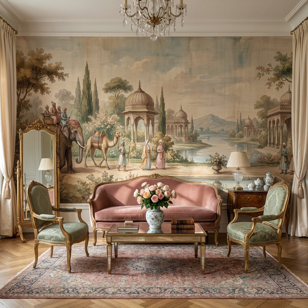 Cultural Landscape Wallpaper Vintage Serene Wall Mural