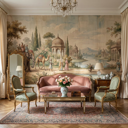 Cultural Landscape Wallpaper Vintage Serene Wall Mural