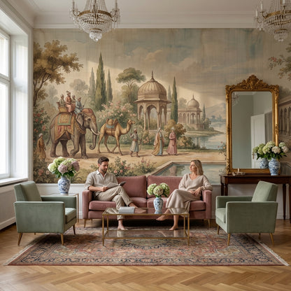 Cultural Landscape Wallpaper Vintage Serene Wall Mural