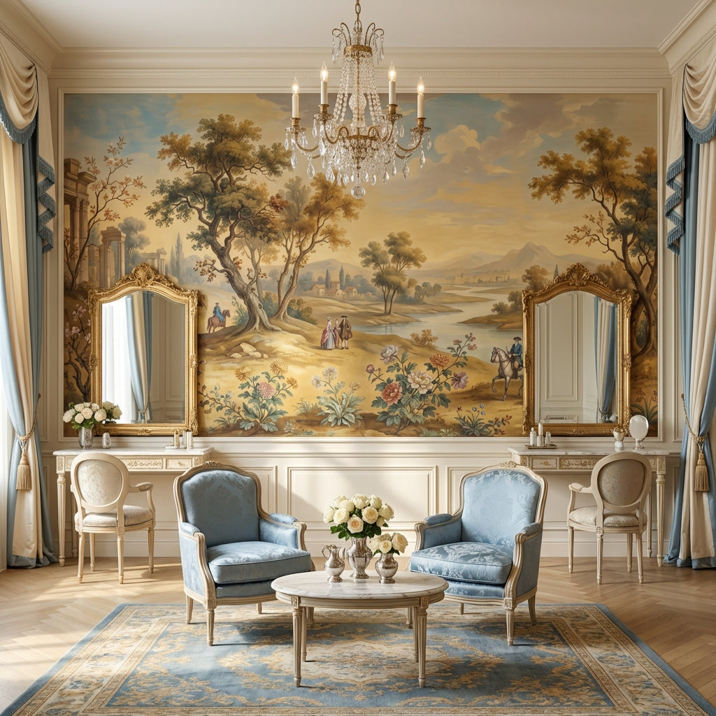 Pastoral Landscape Wallpaper Classic Serene Wall Decor