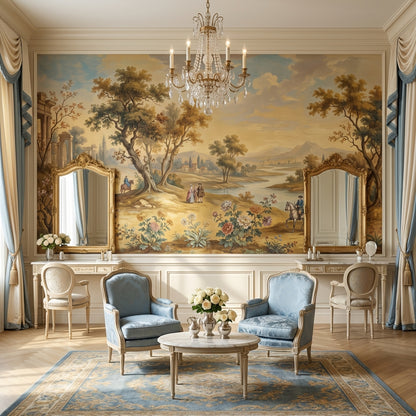 Pastoral Landscape Wallpaper Classic Serene Wall Decor