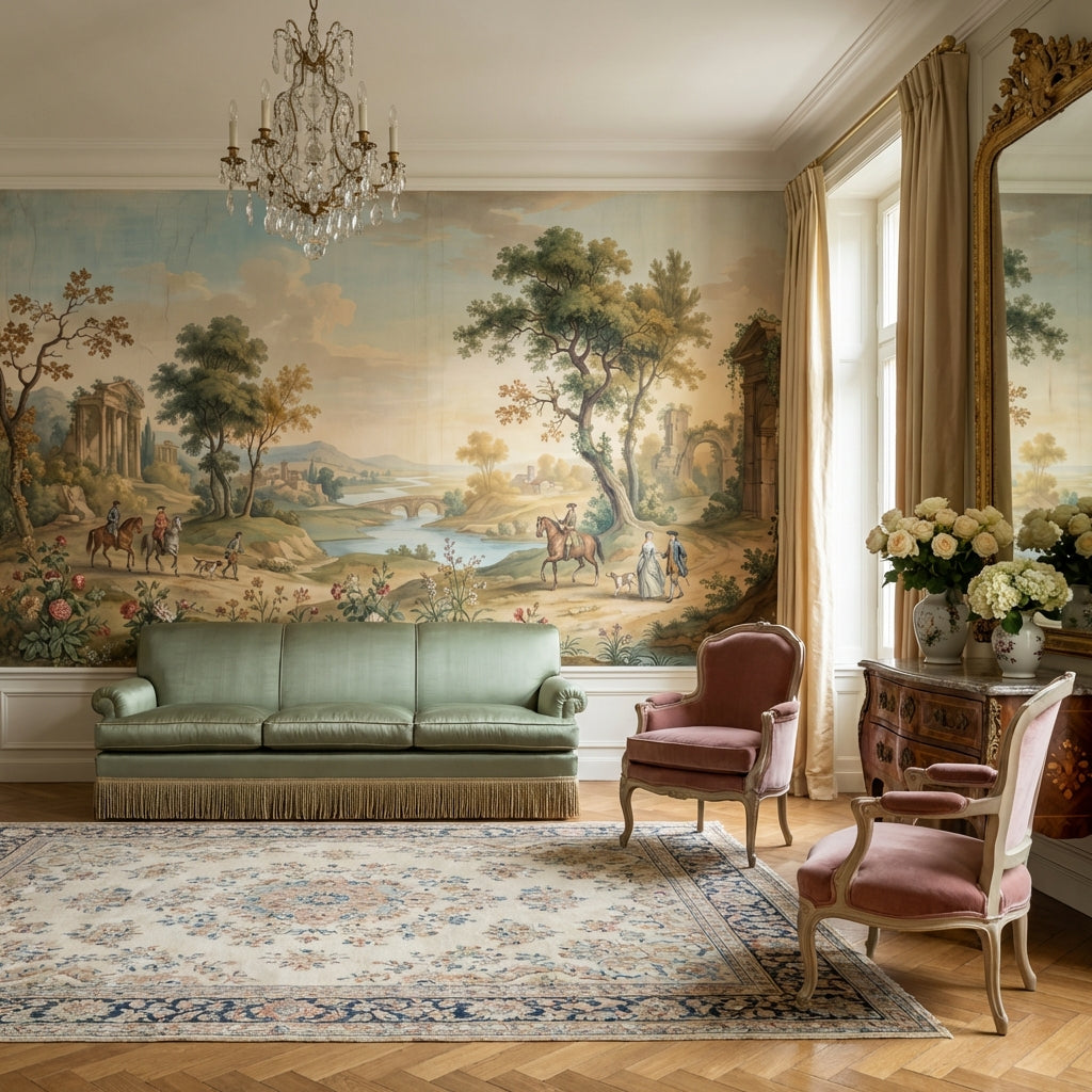 Pastoral Landscape Wallpaper Classical Serene Wall Mural