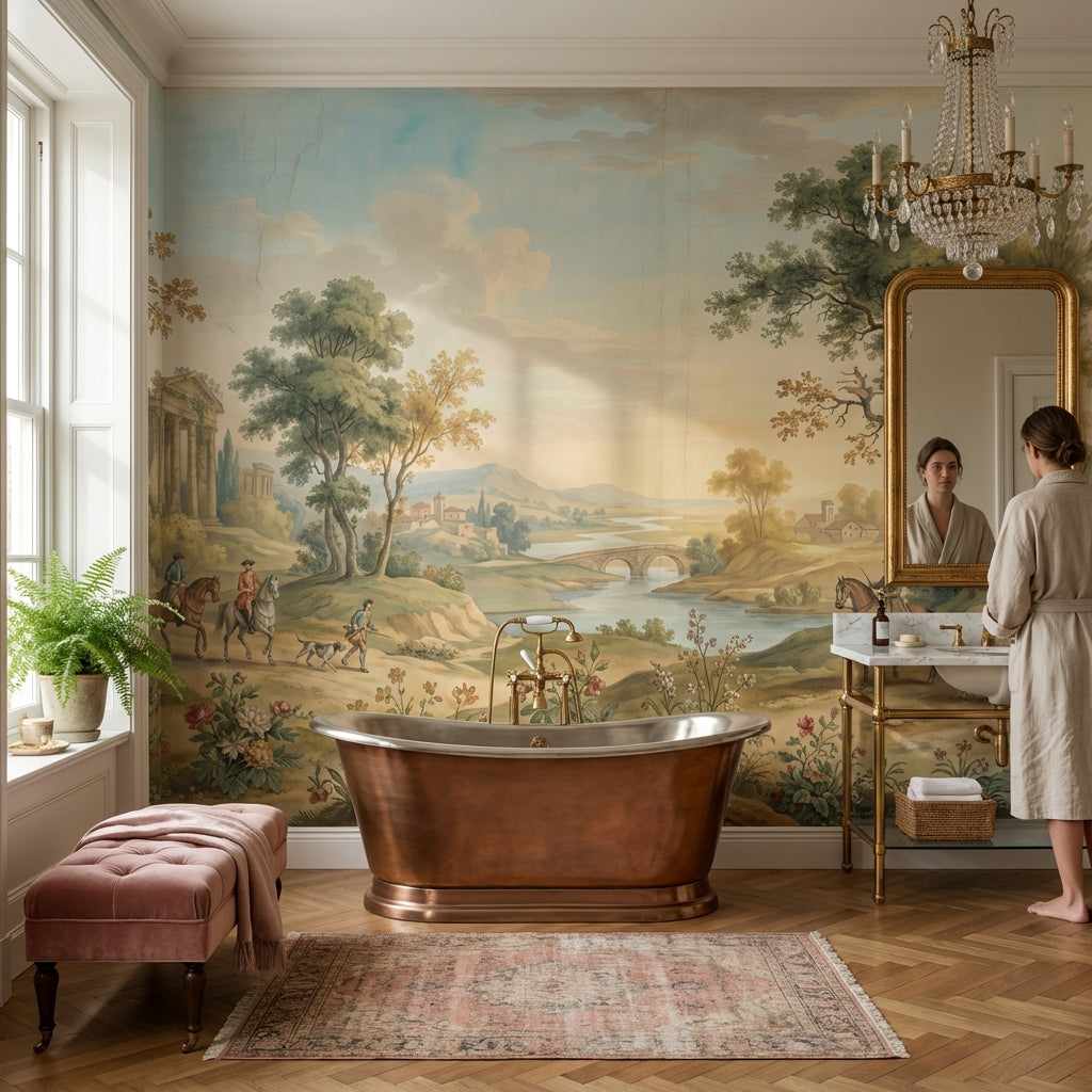 Pastoral Landscape Wallpaper Classical Serene Wall Mural