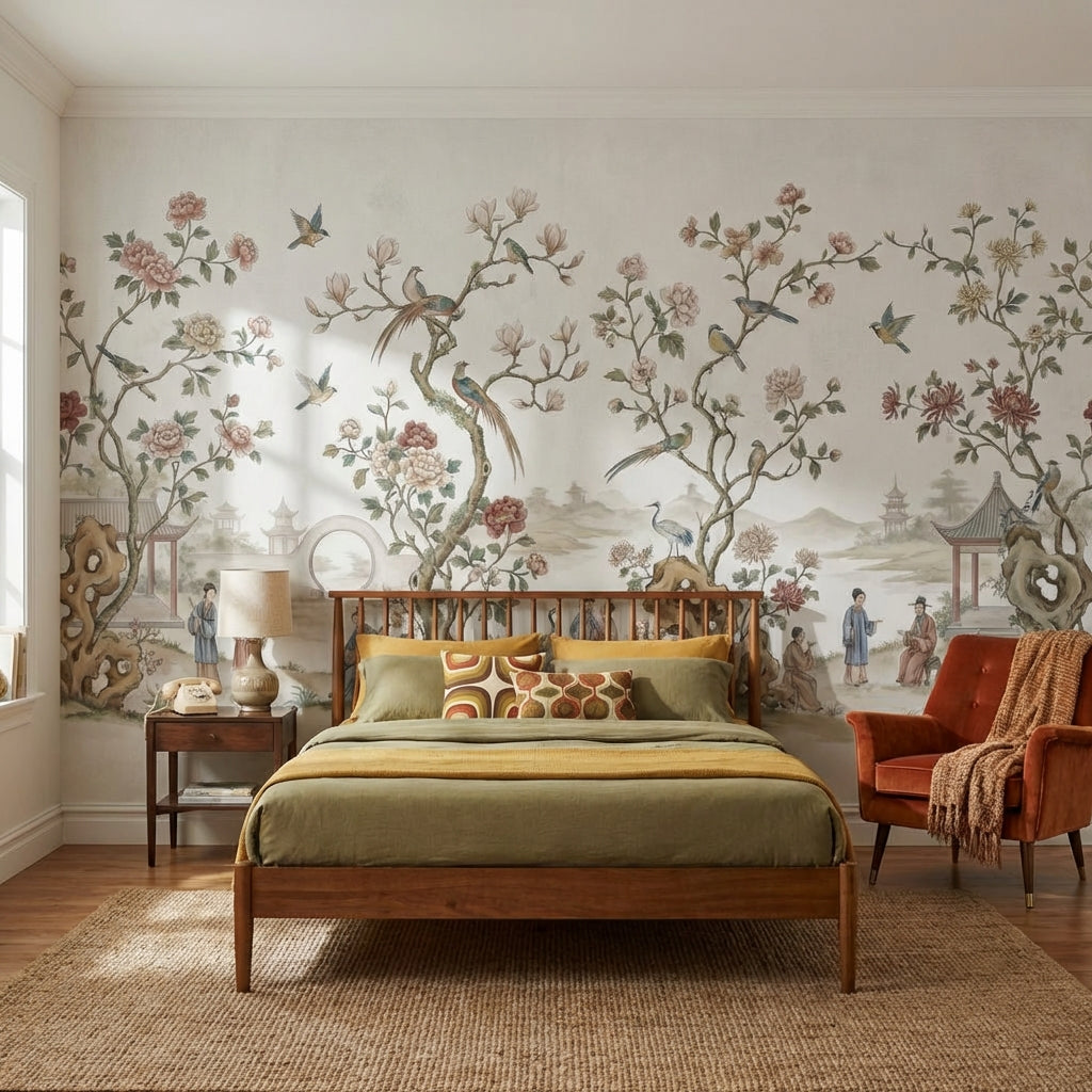 Traditional Nature Wallpaper Serene Asian Wall Mural