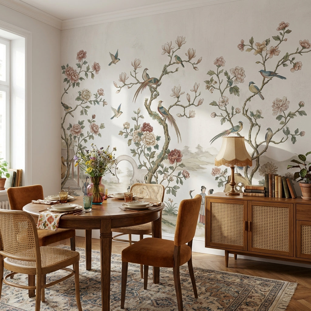 Traditional Nature Wallpaper Serene Asian Wall Mural