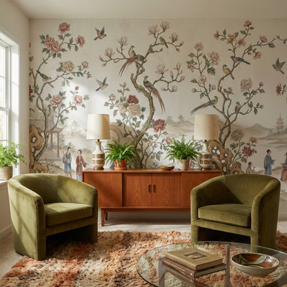 Traditional Nature Wallpaper Serene Asian Wall Mural