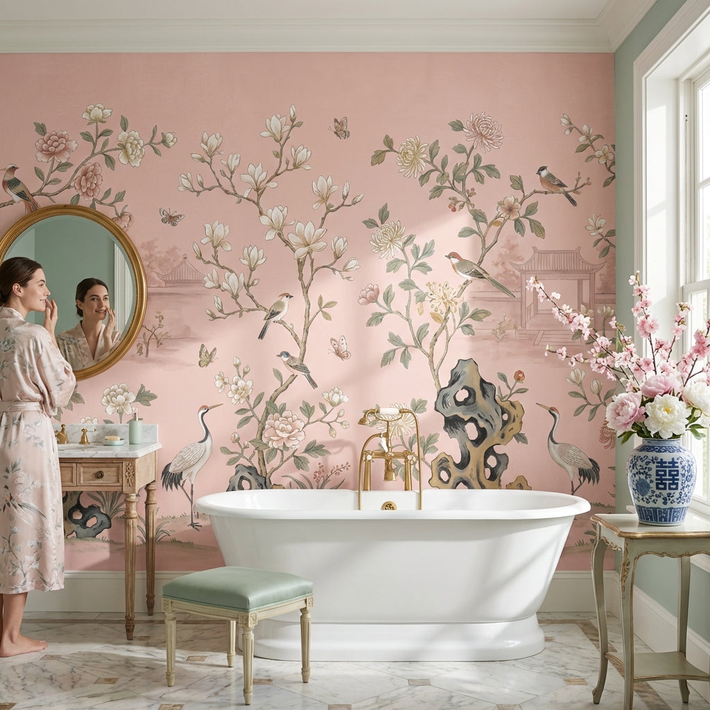 Oriental Wallpaper Birds Floral Wall Mural