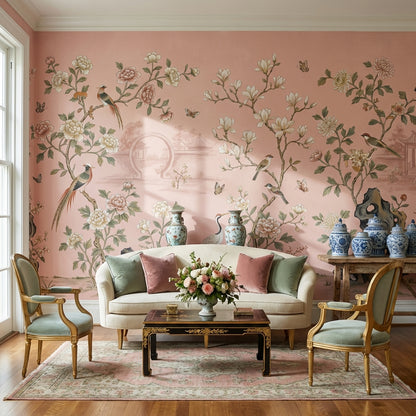 Oriental Wallpaper Birds Floral Wall Mural