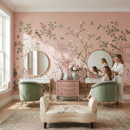 Oriental Wallpaper Birds Floral Wall Mural