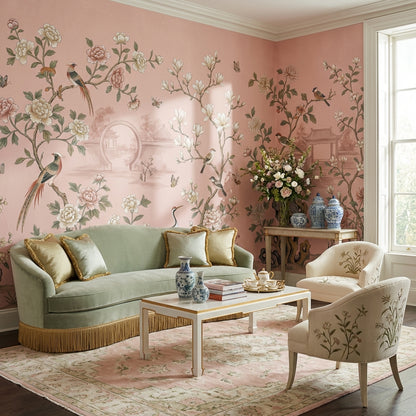 Oriental Wallpaper Birds Floral Wall Mural