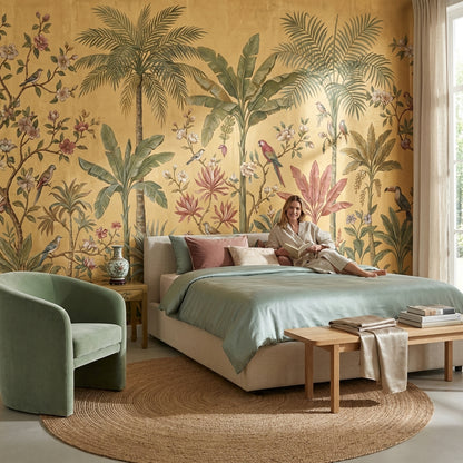 Tropical Birds Wallpaper Vintage Floral Wall Mural
