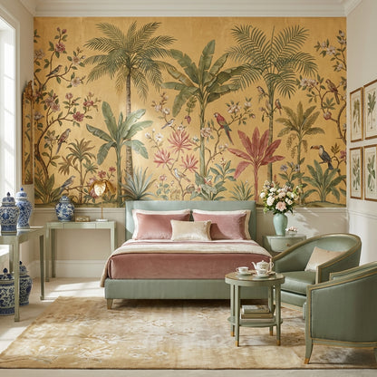 Tropical Birds Wallpaper Vintage Floral Wall Mural