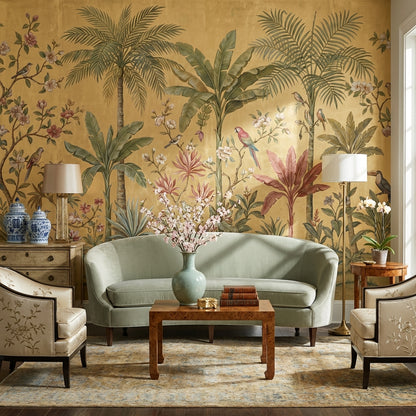 Tropical Birds Wallpaper Vintage Floral Wall Mural