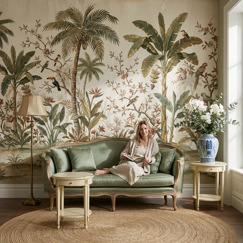 Tropical Birds Wallpaper Vintage Palm Wall Mural