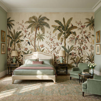 Tropical Birds Wallpaper Vintage Palm Wall Mural