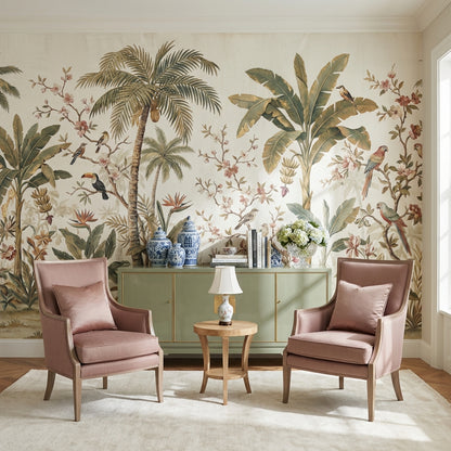 Tropical Birds Wallpaper Vintage Palm Wall Mural