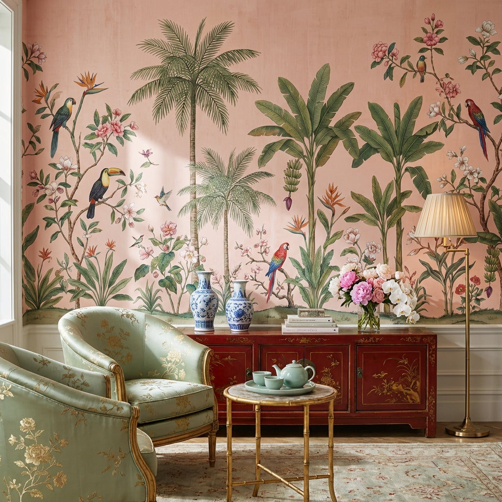 Tropical Birds Wallpaper Exotic Floral Wall Mural