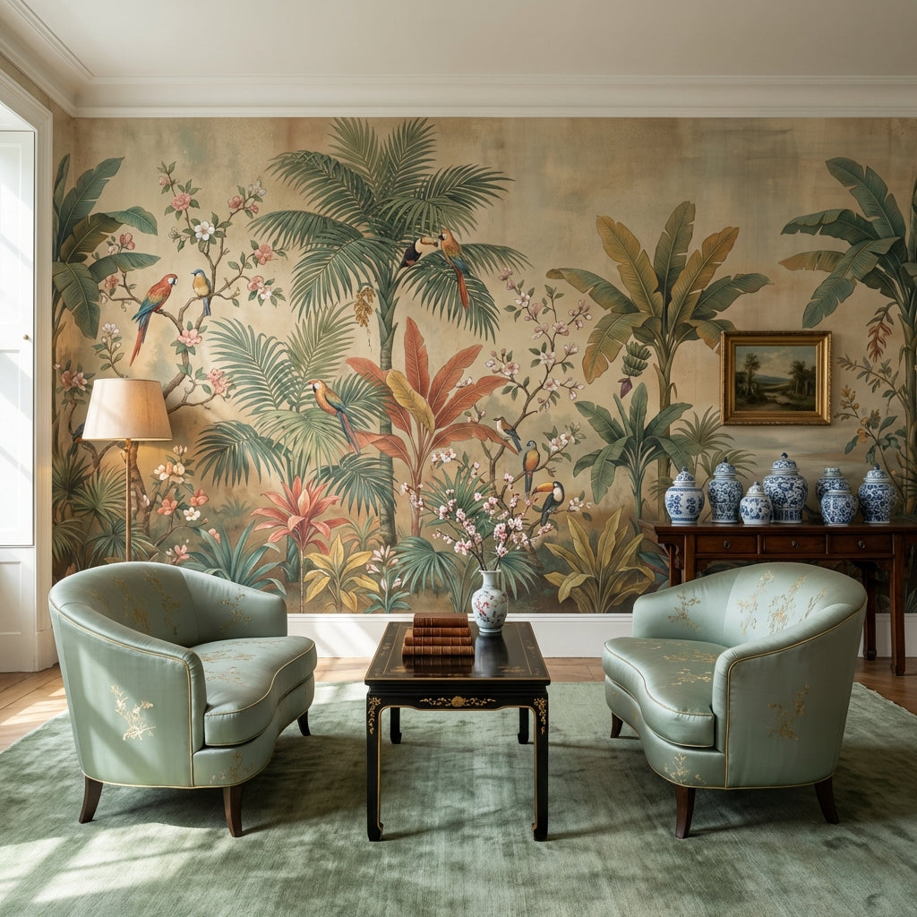 Tropical Birds Wallpaper Exotic Vintage Wall Mural