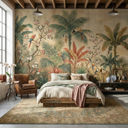 Tropical Birds Wallpaper Exotic Vintage Wall Mural