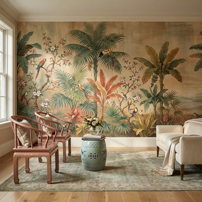 Tropical Birds Wallpaper Exotic Vintage Wall Mural