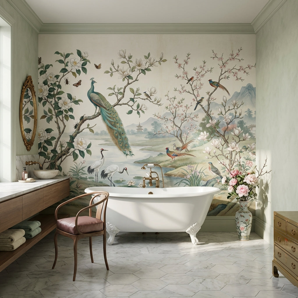 Asian Landscape Wallpaper Nature Traditional Wall Decor