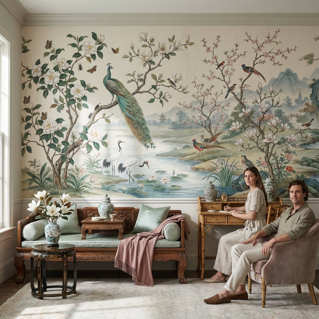 Asian Landscape Wallpaper Nature Traditional Wall Decor