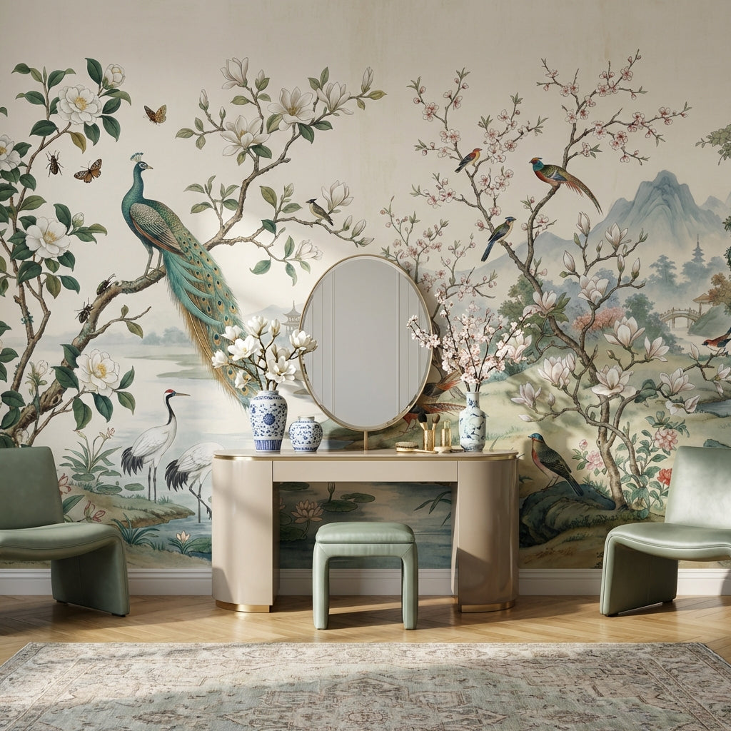 Asian Landscape Wallpaper Nature Traditional Wall Decor